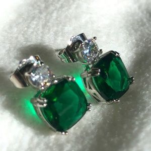 Never Worn Cushion Cut Emerald Color Stud